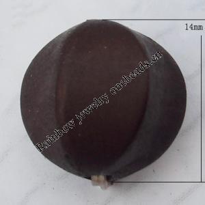 Imitate Wood Acrylic Beads, Fluted Round 14mm Hole:2mm, Sold by Bag