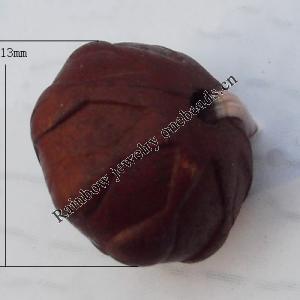 Imitate Wood Acrylic Beads, Round 13x13mm Hole:2mm, Sold by Bag
