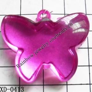 Butterfly Acrylic Pendant/Drop 44x36x10mm Hole:3mm Sold by Bag