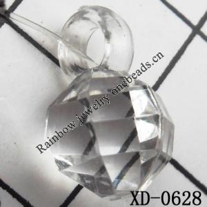 Faceted Round Acrylic Pendant/Drop 9x13mm Hole:2.5mm Sold by Bag