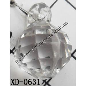 Faceted Round Acrylic Pendant/Drop 13x18mm Hole:2mm Sold by Bag
