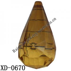 Faceted Teardrop Acrylic Pendant/Drop 26x49mm Hole:2mm Sold by Bag