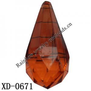 Faceted Teardrop Acrylic Pendant/Drop 22x49mm Hole:2mm Sold by Bag