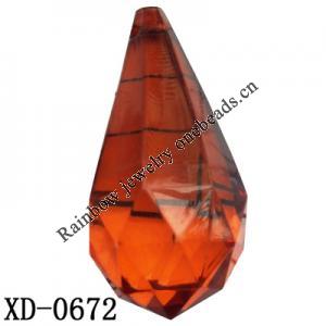 Faceted Teardrop Acrylic Pendant/Drop 47x21mm Hole:2mm Sold by Bag