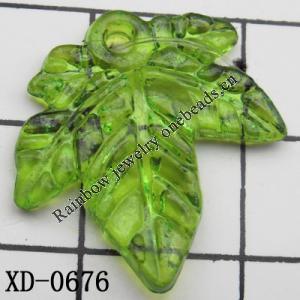 Leaf Acrylic Pendant/Drop 20x21mm Hole:1.5mm Sold by Bag