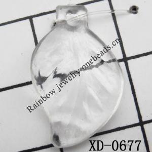Leaf Acrylic Pendant/Drop 12x20mm Hole:1mm Sold by Bag