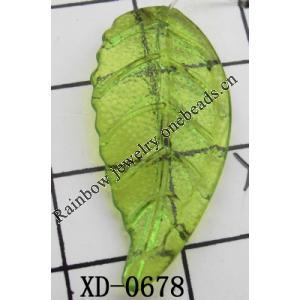 Leaf Acrylic Pendant/Drop 15x30mm Hole:1mm Sold by Bag