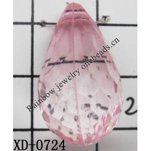 Faceted Teardrop Acrylic Pendant/Drop 13x24mm Hole:1.5mm Sold by Bag