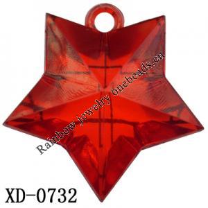 Star Acrylic Pendant/Drop 37x38mm Hole:3.5mm Sold by Bag