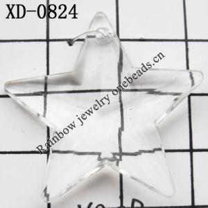 Star Acrylic Pendant/Drop 30mm Hole:1mm Sold by Bag