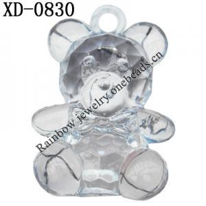 Bear Acrylic Pendant/Drop 33x24mm Hole:3mm Sold by Bag