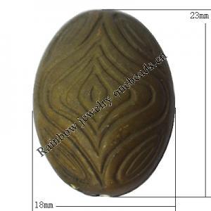 Imitate Wood Acrylic Beads, Flat Oval 23x18mm Hole:2mm, Sold by Bag
