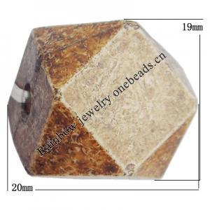 Imitate Gemstone Acrylic Beads, Polyhedron 20x19mm Hole:4mm, Sold by Bag
