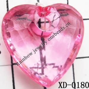 Heart Acrylic Pendant/Drop 23mm Hole:3mm Sold by Bag