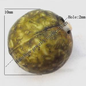 Imitate Gemstone Acrylic Beads, Round 10mm Hole:2mm, Sold by Bag