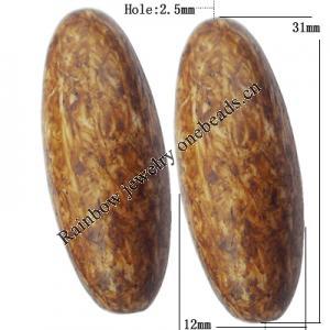 Imitate Gemstone Acrylic Beads, Oval 12x31mm Hole:2.5mm, Sold by Bag