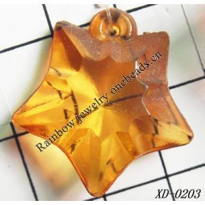 Star Acrylic Pendant/Drop 23x23x8mm Hole:1mm Sold by Bag