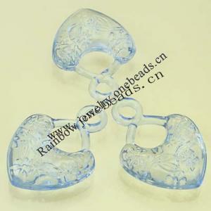 Transparent Acrylic Beads Heart with Patterns 23x33mm Sold by Bag