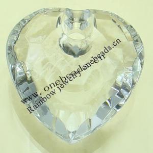 Transparent Acrylic Beads Faceted Heart 39x40mm Sold by Bag