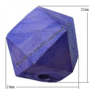 Imitate Wood Acrylic Beads, Polyhedron 21x19mm Hole:3.5mm, Sold by Bag