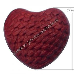 Imitate Wood Acrylic Beads, Heart 24x24x15mm Hole:3mm, Sold by Bag