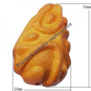 Imitate Wood Acrylic Beads, Teardrop 34x20mm Hole:2.5mm, Sold by Bag