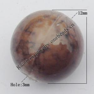 Imitate Gemstone Acrylic Beads, Round 12mm Hole:3mm, Sold by Bag