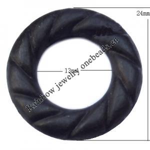 Imitate Wood Acrylic Beads, Donut O:24mm I:13mm, Sold by Bag