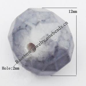 Imitate Gemstone Acrylic Beads, Faceted Flat Round 12mm Hole:2mm, Sold by Bag