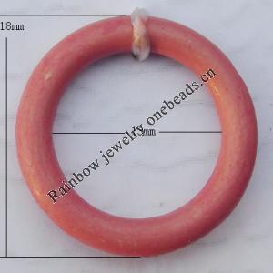 Imitate Wood Acrylic Beads, Donut O:18mm I:13mm, Sold by Bag
