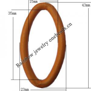 Imitate Wood Acrylic Beads, Flat Donut O:23x43mm I:15x35mm, Sold by Bag