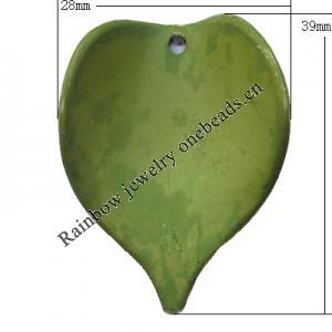 Imitate Wood Acrylic Beads, Leaf 28x29mm Hole:2mm, Sold by Bag