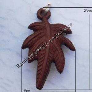 Imitate Wood Acrylic Beads, Leaf 15x23mm Hole:1.5mm, Sold by Bag