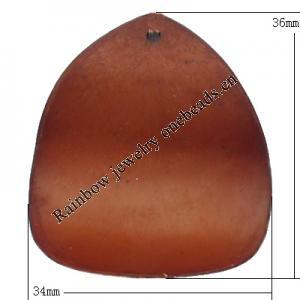 Imitate Wood Acrylic Beads, Leaf 34x36mm Hole:2mm, Sold by Bag