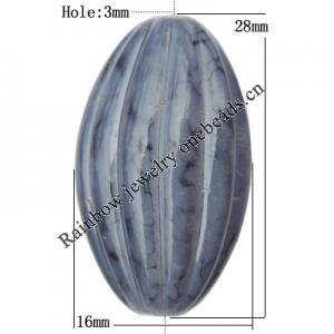 Imitate Gemstone Acrylic Beads, Fluted Oval 16x28mm Hole:3mm, Sold by Bag