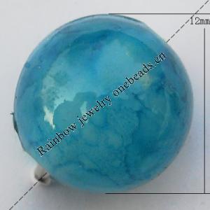  Imitate Jade Painted Acrylic Beads, Round  12mm Hole:3mm, Sold by Bag