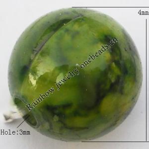  Imitate Jade Painted Acrylic Beads, Round 14mm Hole:3mm, Sold by Bag