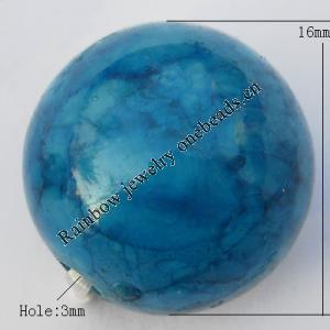  Imitate Jade Painted Acrylic Beads, Round 16mm Hole:3mm, Sold by Bag