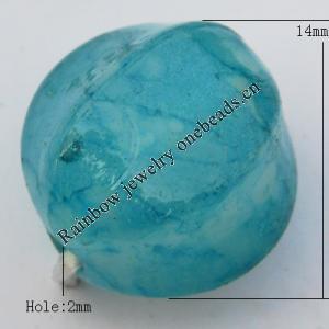  Imitate Jade Painted Acrylic Beads, Edge Round 14mm Hole:2mm, Sold by Bag