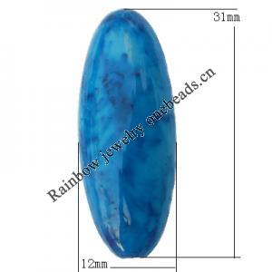  Imitate Jade Painted Acrylic Beads, Oval 31x12mm Hole:2mm, Sold by Bag