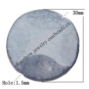 Imitate Gemstone Acrylic Beads, Flat Round 30x30x7mm Hole:1.5mm, Sold by Bag