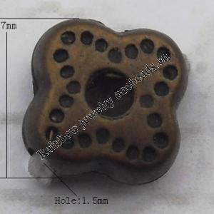   Antique Copper Acrylic Beads Flower 7x4mm Hole:1.5mm, Sold by Bag