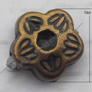   Antique Copper Acrylic Beads Flower 8x4mm Hole:1mm, Sold by Bag