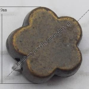   Antique Copper Acrylic Beads Flower 9x4mm Hole:2mm, Sold by Bag