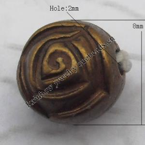   Antique Copper Acrylic Beads Flower 8mm Hole:2mm, Sold by Bag