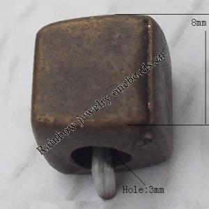 Antique Copper Acrylic Beads Cube 8mm Hole:3mm, Sold by Bag
