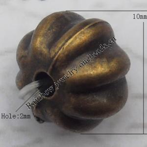   Antique Copper Acrylic Beads Fluted Flat Round 10x8mm Hole:2mm, Sold by Bag