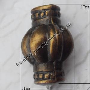   Antique Copper Acrylic Beads Lantern 11x17mm Hole:3mm, Sold by Bag