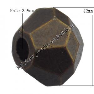   Antique Copper Acrylic Beads Faceted Bicone 13mm Hole:3.5mm, Sold by Bag