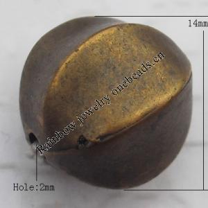 Antique Copper Acrylic Beads Fluted Round 14mm Hole:2mm, Sold by Bag